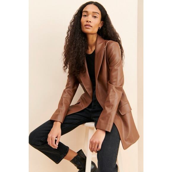 Anthropologie Jackets & Blazers - Anthropologie x Hutch Vegan Leather Blazer‎ Jacket Brown Size Large